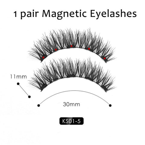 Magnetic False Eyelashes No Glue Full Eye 5 Magnet Reusable Fake Eyelashes Natural Soft Eyelashes Extension Magnetic Eyelash Kit