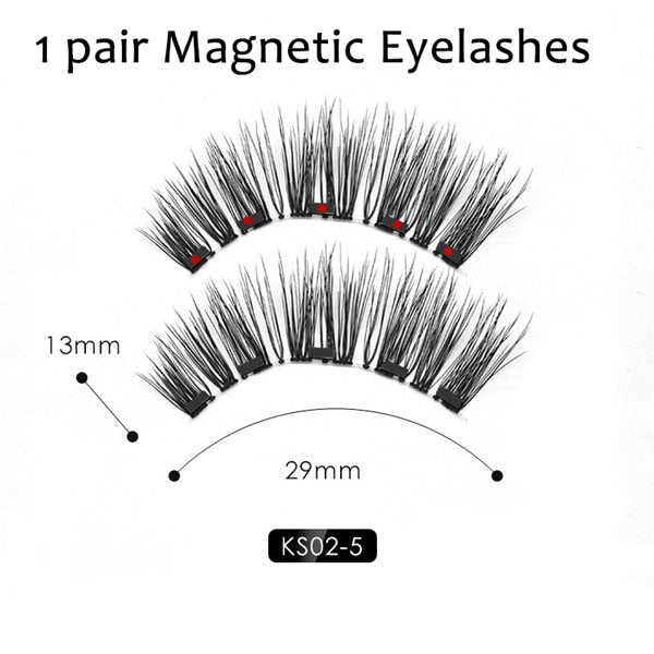 Magnetic False Eyelashes No Glue Full Eye 5 Magnet Reusable Fake Eyelashes Natural Soft Eyelashes Extension Magnetic Eyelash Kit